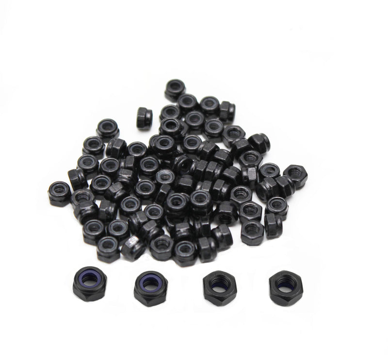 [Australia - AusPower] - 110 Piece Nylon Lock Non-Slip nut M3*0.5mm, Black Anti-loosening self-Locking nut 