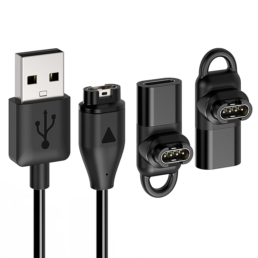 [Australia - AusPower] - Charger Cable for Garmin Watch with Extra Type C Adapter, 3.3ft USB Charging & Data Transfer Cord for Fenix 7/7S/7X, Instinct 2/2S/Solar, Vivoactive 4/4S/3, Venu 2/2S/Sq, Forerunner 245/945/55/45, etc 