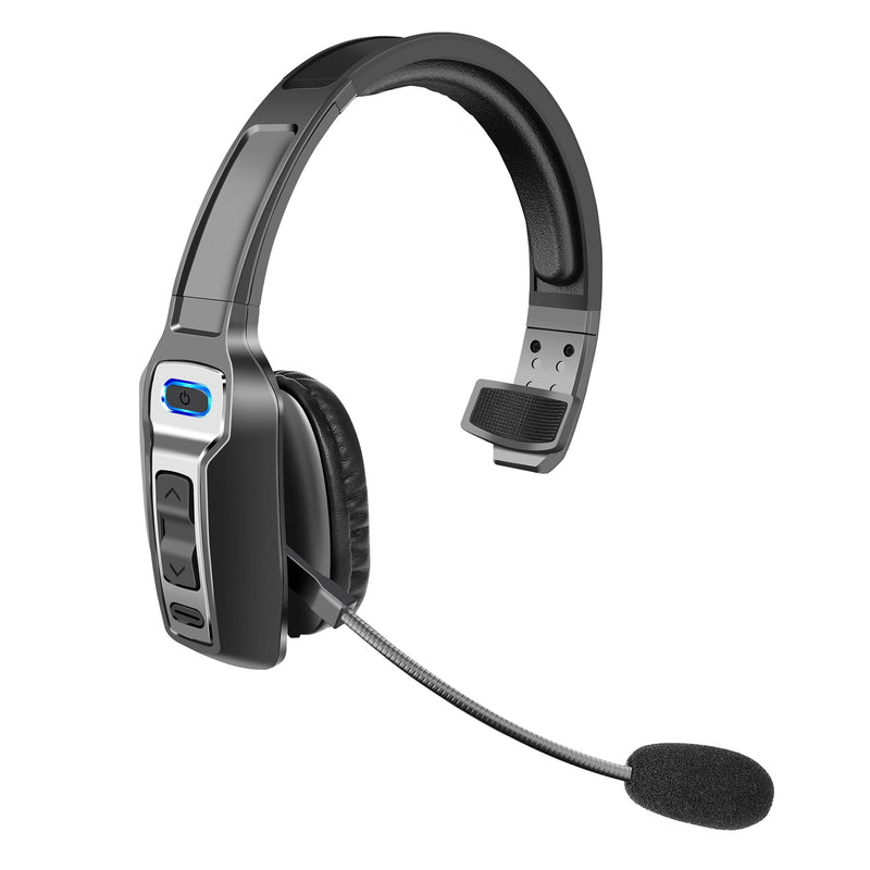 [Australia - AusPower] - Trucker Bluetooth Headset, V5.2 Wireless Headset with Upgraded Microphone AI Noise Canceling, On Ear Bluetooth Headphone with Mute for Driver Office Call Center (Black) Black 