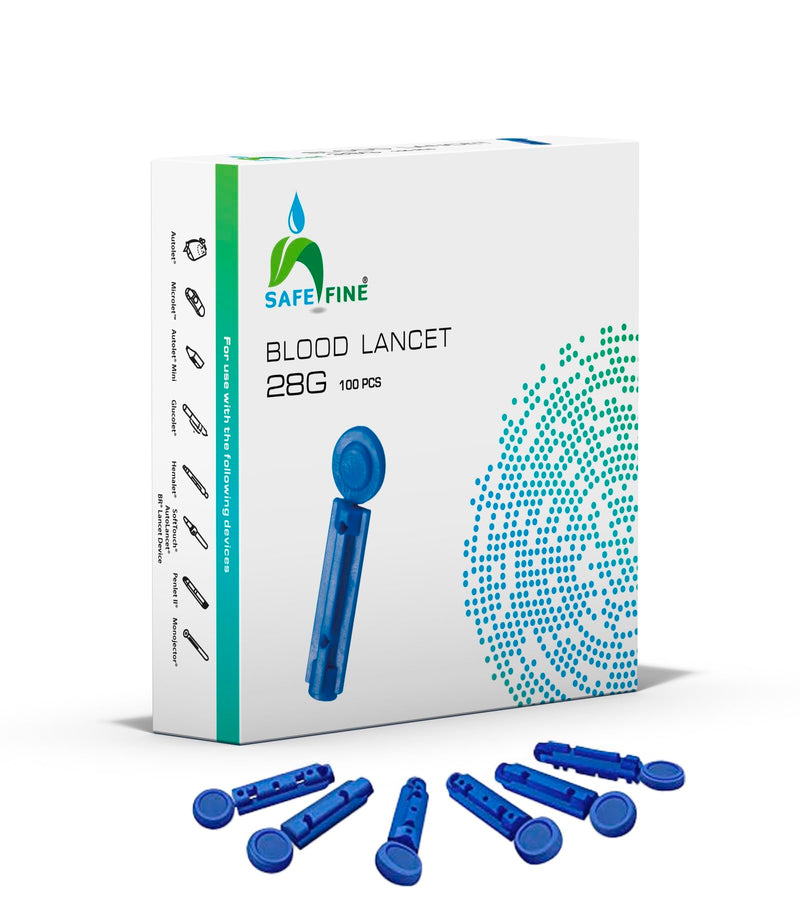 [Australia - AusPower] - 28G 3mm Blood Lancets, 100 Pcs box Diabetic Lancets | Blood Glucose Lancets for Testing | Fits Most Lancit Devices | Sterile Safety Lancets 