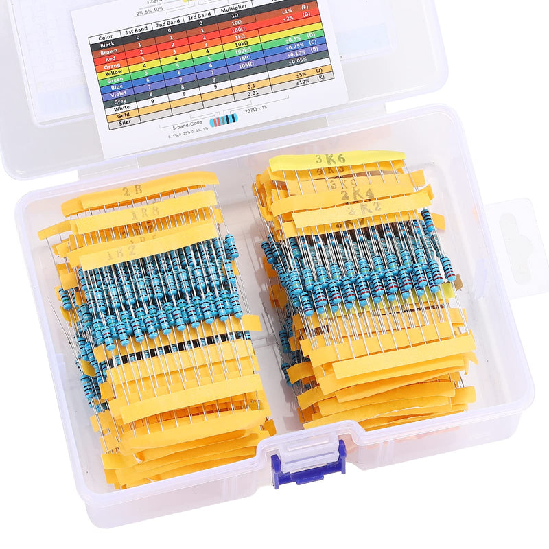 [Australia - AusPower] - 130 Values 1300PCS Resistor Kit 1/2W 1% Metal Film Resistors 1 Ohm-3M Ohm Assortment Kit for DIY Projects and Experiments 