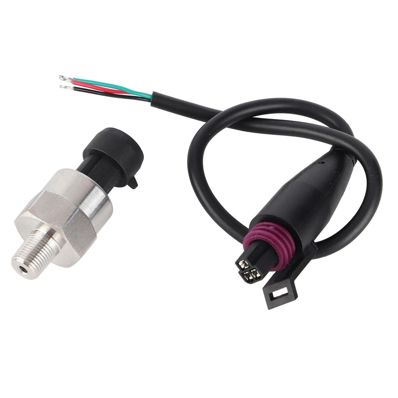 [Australia - AusPower] - Pressure Transducer Sender Sensor with Connector, 1/8"NPT Thread Stainless Steel Fuel Pressure Sensor for Oil Fuel Air Water (100PSI) 100 PSI 