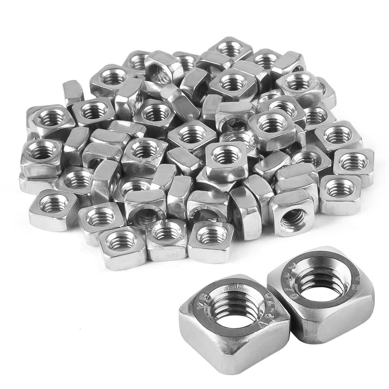 [Australia - AusPower] - Pack of 50 M8 Square Nuts, 304 Stainless Steel Metric Coarse Thread Assortment Kit 