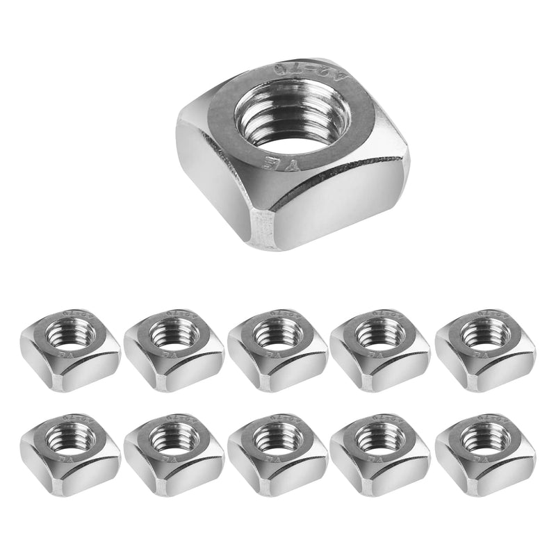 [Australia - AusPower] - Pack of 10 M10 Square Nuts, 304 Stainless Steel Metric Coarse Thread Assortment Kit 