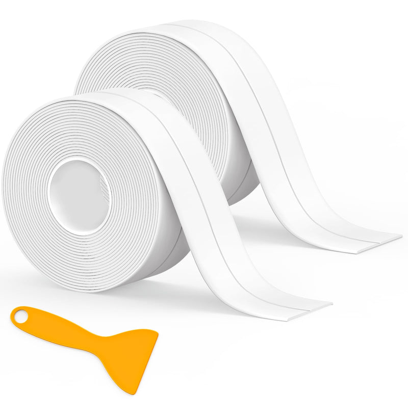 [Australia - AusPower] - White Caulk Tape Waterproof Self Adhesive, 2 Rolls Toilet Caulk Sealant Tape,Bathtub Caulk Sealing Strip Tape for Kitchen,Bathroom Caulking Tape,Floor Wall Edge Protector(1.5" x 10.5Ft) 2PC-White 