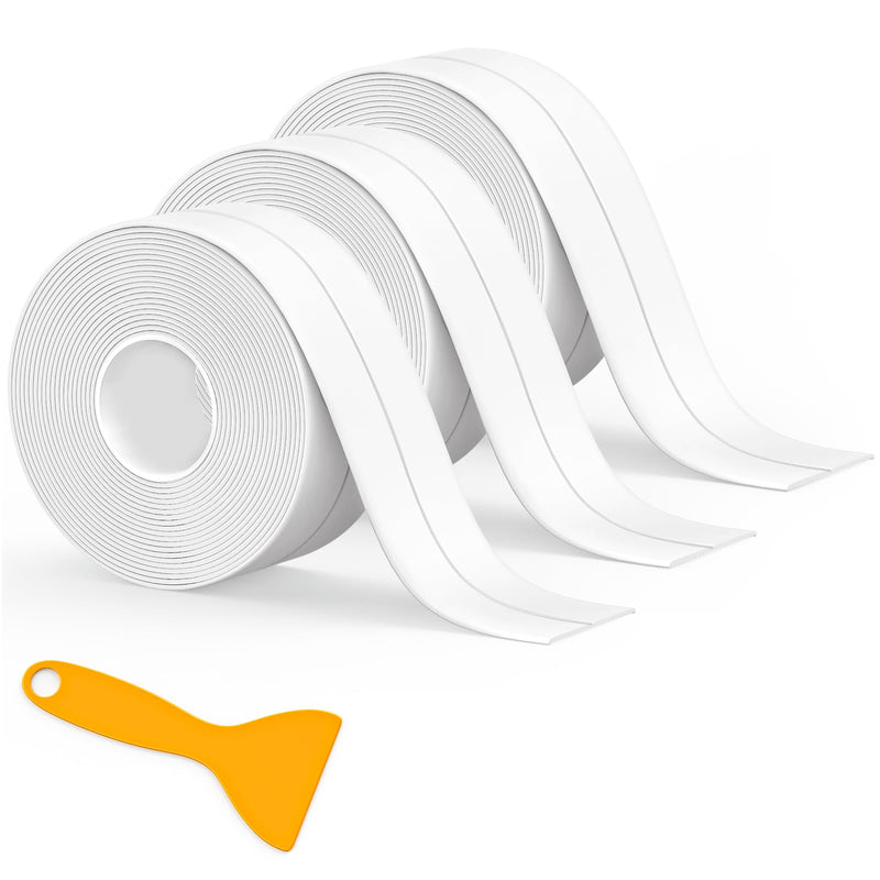 [Australia - AusPower] - Caulk Tape Waterproof Self Adhesive, 3 Rolls Toilet Caulk Sealant Tape,Bathtub Caulk Sealing Strip Tape for Kitchen,Bathroom Caulking Tape, Floor Wall Edge Protector(1.5" x 10.5Ft) 3Pcs-White 