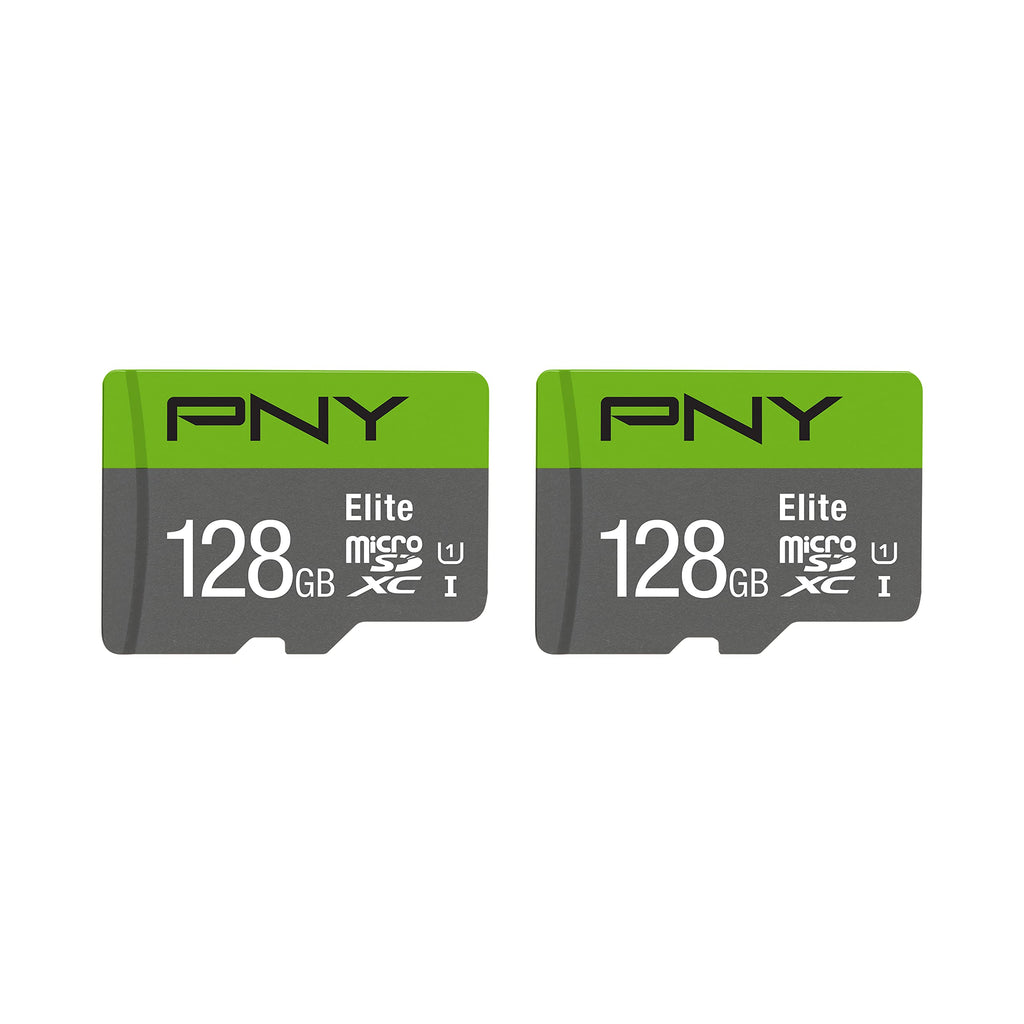 [Australia - AusPower] - PNY 128GB Elite Class 10 U1 microSDXC Flash Memory Card 2-Pack - 100MB/s, Class 10, U1, Full HD, UHS-I, micro SD FLASH CARD - 2 PACK 