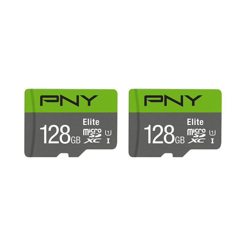 [Australia - AusPower] - PNY 128GB Elite Class 10 U1 microSDXC Flash Memory Card 2-Pack - 100MB/s, Class 10, U1, Full HD, UHS-I, micro SD FLASH CARD - 2 PACK 