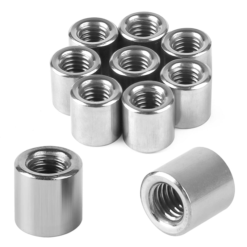 [Australia - AusPower] - Pack of 10 M8 Round Connector Nuts, 304 Stainless Steel Coupling Nut 15mm/0.59inch Length 