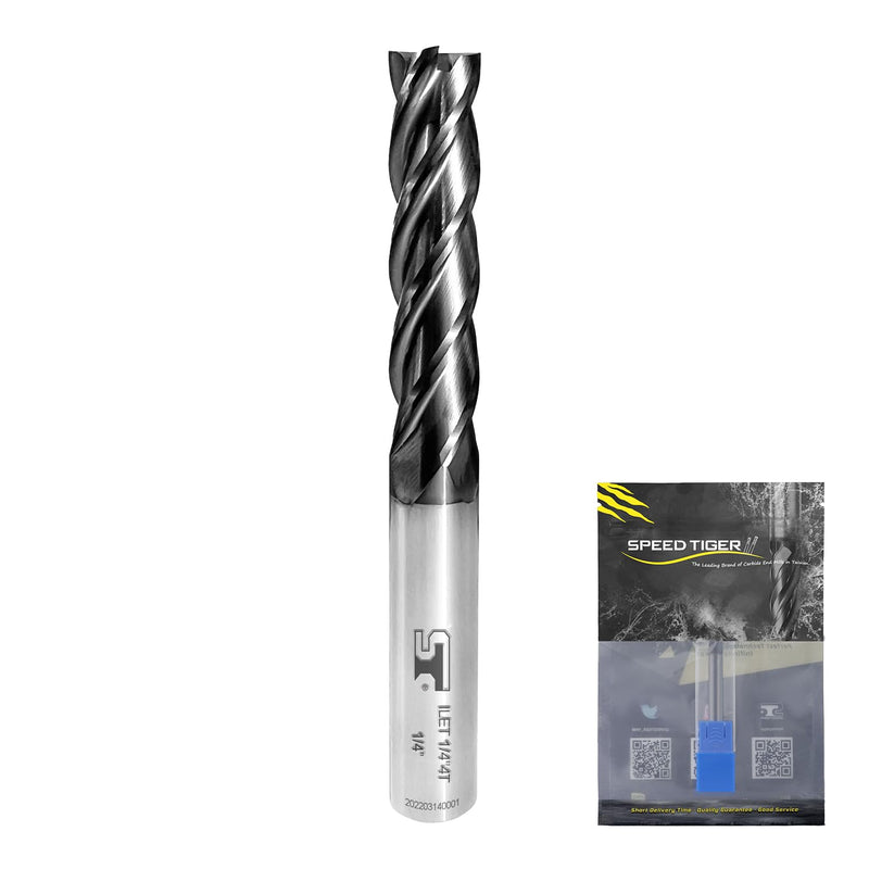 [Australia - AusPower] - SPEED TIGER Micrograin Carbide Square Long Flute End Mill - 1/2" Diameter 2" Flute Length, 4" OVL, 4 Flutes - ILET (1 Piece, 1/2") - for Alloy Steels, Hardened Steel & Metal– Mill Bits Sets 1/2 in 