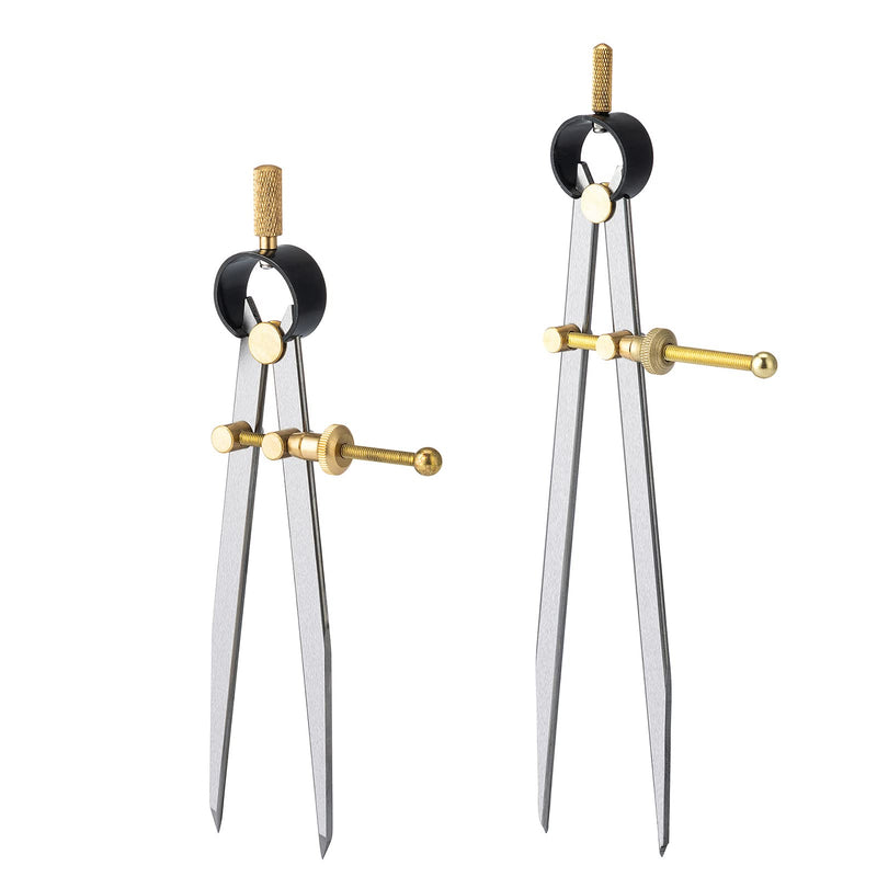[Australia - AusPower] - 2 PCS Adjustable Lockable Spring Wing Divider Calipers, 6 Inch and 8 Inch Steel Leather Compass Creaser, Drafting Compass Tool for Woodworking, Metalworking, Geometry Drawing 