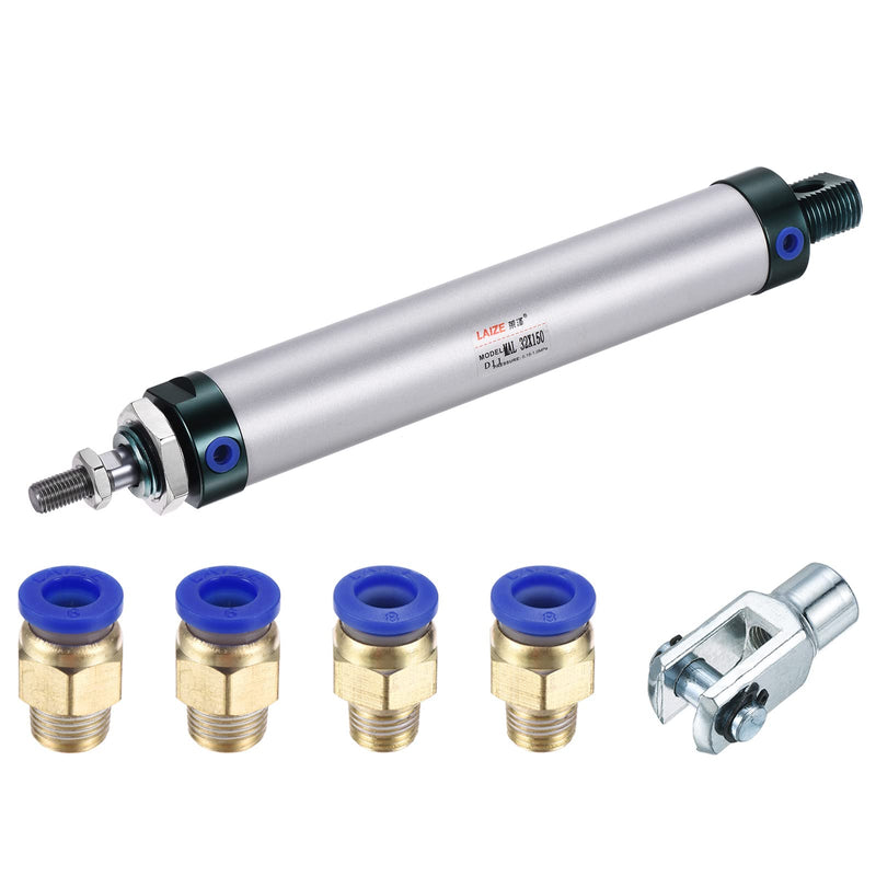 [Australia - AusPower] - MECCANIXITY Pneumatic Air Cylinder Double Action MAL32X150 32mm Bore 150mm Stroke with Y Connector and 4Pcs Quick Fitting Set 32X150 mm 