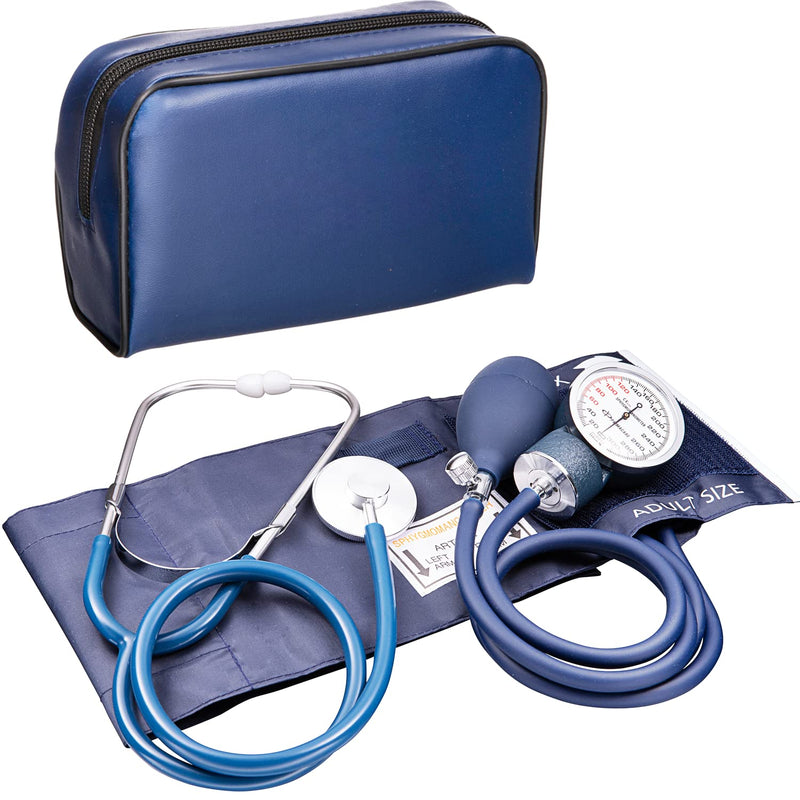 [Australia - AusPower] - NOVAMEDIC Adult Size Blue Manual Blood Pressure Machine and Stethoscope Kit, BP Monitor with Adjustable Upper Arm Cuff for Monitoring High Blood Pressure, Includes Carrying Case 