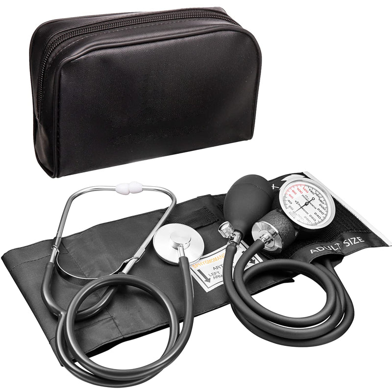 [Australia - AusPower] - NOVAMEDIC Adult Size Black Manual Blood Pressure Machine and Stethoscope Kit, BP Monitor with Adjustable Upper Arm Cuff for Monitoring High Blood Pressure, Includes Carrying Case 