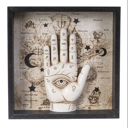 Pacific Giftware All-Seeing Eye Chiromancy Hand Wall Plaque Palmistry-Inspired Polyresin Home Decor with Mystical Symbols and Esoteric Detailing 7.87”H