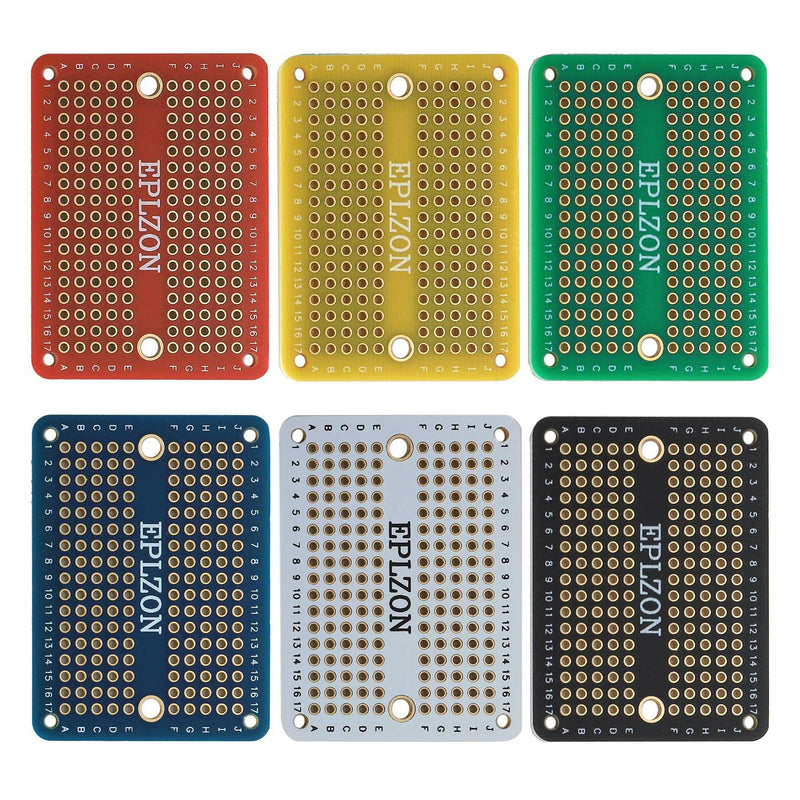 [Australia - AusPower] - Solderable Breadboard Mini PCB Board Gold-Plated Solder Breadboard for DIY Electronics Projects apply to Arduino Soldering Projects 2.0"x1.5" Mixed Color(Pack of 6 Pcs) 6PCS-Multicolor 