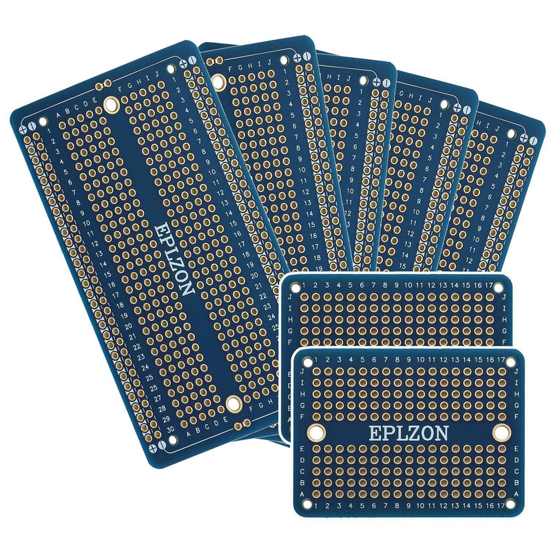 [Australia - AusPower] - Solderable Breadboard PCB Board Gold-Plated Solder Breadboard for DIY Electronics Projects apply to Arduino Soldering Projects 3.5"x2.05" (5 Pack + 2 Mini Board, blue) 