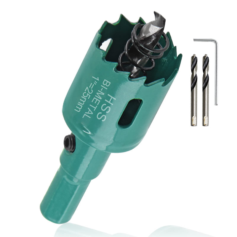 [Australia - AusPower] - 1 Inch Hole Saw with Arbor, 25mm Hole Saw HSS Bi-Metal Hole Cutter Smoothly Cutting in Cornhole Boards, Plastic, Wood, Fiberboard, Drywall 1" / 25mm 