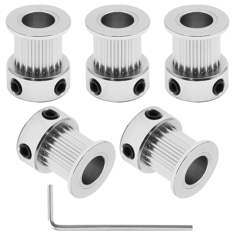 [Australia - AusPower] - 5pcs GT2 Pulley 20 Teeth 8mm Bore Fit 10mm Belt Width, Aluminum Timing Pulley Wheel Synchronous Wheels Gear Part for 3D Printer 10mm Belt, Pulley 