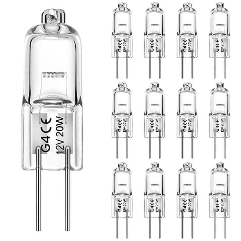 WeshLMPO Halogen G4 20W 12V Pack of 12 G4 Halogen Bulbs 2700K Warm White Dimmable for Oven 300 Degrees