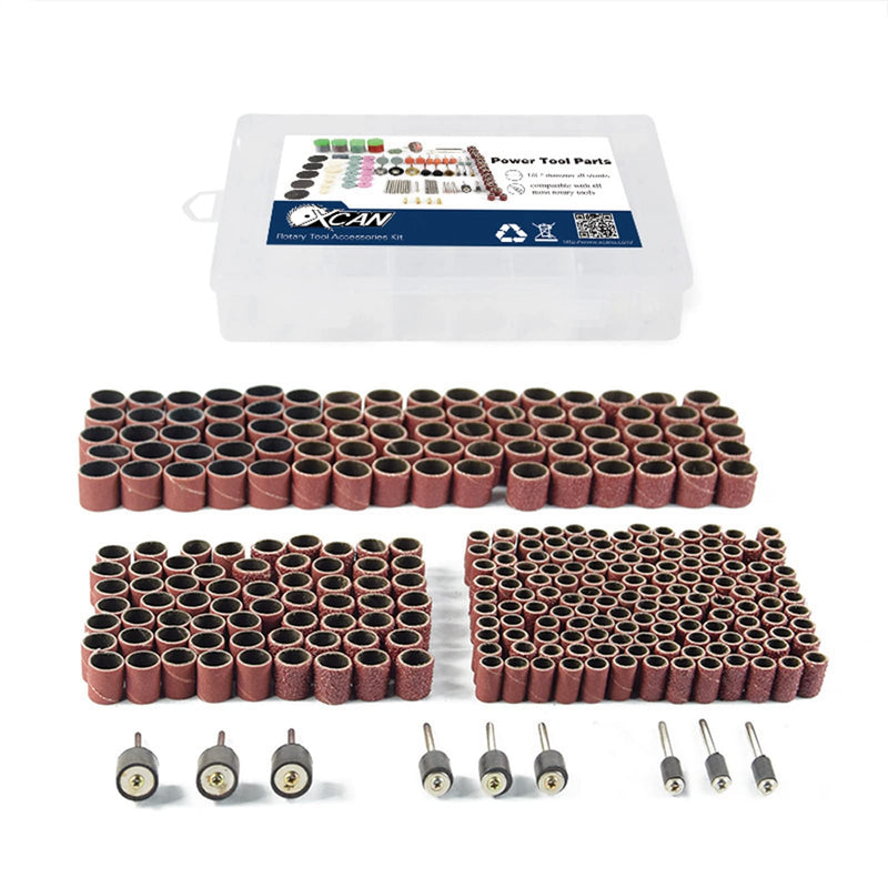 338-Piece Sanding Sleeve Set with, 80 120 320 Grit Sanding Drum Set with 1/2 3/8 1/4 Inch Sanding Mandrels for Dremel Accessory Tools