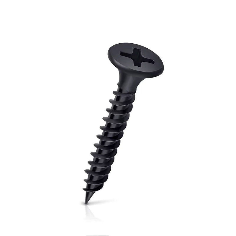 [Australia - AusPower] - #6 x 1" Drywall Screws 300PCS Fine Thread Wood Screws 1 LBS Flat Truss Head Self Tapping Screws Black Phosphate Coated Stainless Fast Self Tapping LZDRY-020 #6x1" 