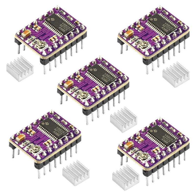 5PCS 8825 Stepper Motor Driver Module, Aideepen 8825 Module A4988 for 3D Printer Ramps 1.4 StepStick+Heat Sink 5 PCS