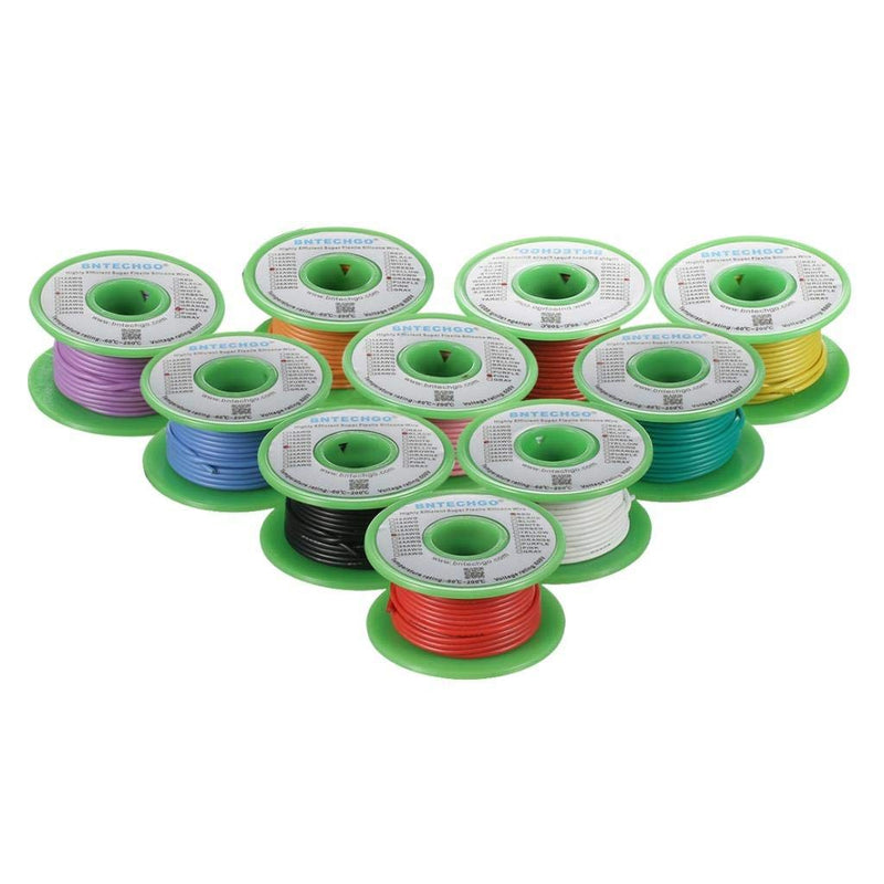 [Australia - AusPower] - BNTECHGO 20 Gauge Silicone Wire Kit 10 Color Each 25 ft Flexible 20 AWG Stranded Tinned Copper Wire 10 Colors Each 25ft 20 AWG silicone wire 