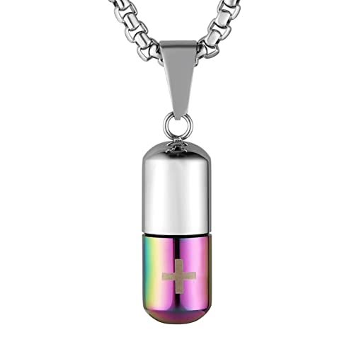 Urn Necklace for Ashes,Keepsake Cremation Jewelry for Human,Capsule Pill Necklace for Ashes Pink