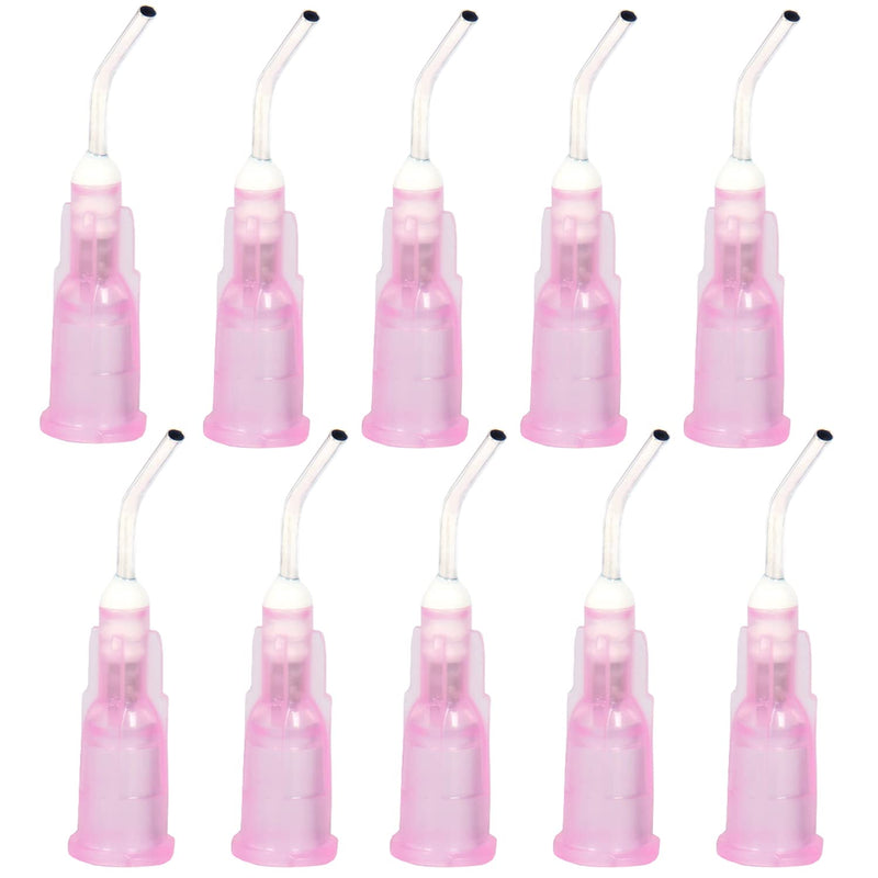 [Australia - AusPower] - 300 Pcs Bent Blunt Tip Dispensing Needles, Bent Flow Dispensing Blunt Needle, Disposable Bent Irrigation Blunt Needle Tips, Great for Oil or Glue Applicator (Pink (18G)) Pink (18G) 