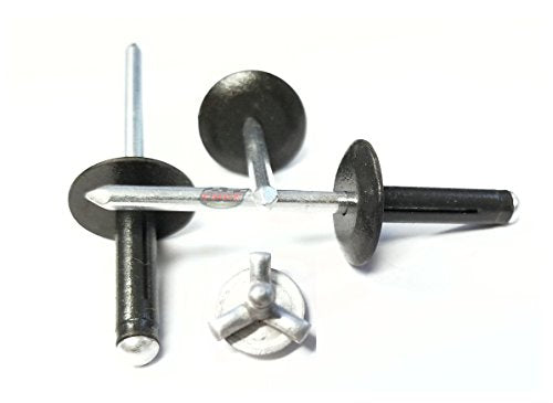 Flat Black Exploding Pop Rivets 3/16" Tri-Fold Large Head Aluminum Mandrel .040 - .354 Grip Range Fastener
