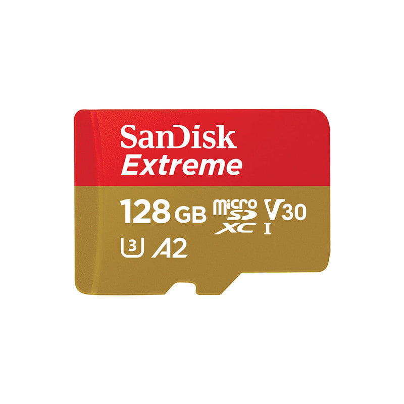[Australia - AusPower] - SanDisk 128GB Extreme microSDXC UHS-I Memory Card with Adapter - Up to 190MB/s, C10, U3, V30, 4K, 5K, A2, Micro SD Card - SDSQXAA-128G-GN6MA Memory Card Only 