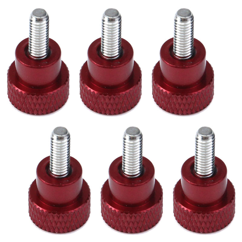 [Australia - AusPower] - 6 Pcs M4 0.39"(10mm) Threads High Head Knurled Thumb Screws Knobs Aluminum Alloy Red Knurled Shoulder Flat Tip Thumbscrew, Red 0.39"(10mm) Threads length 