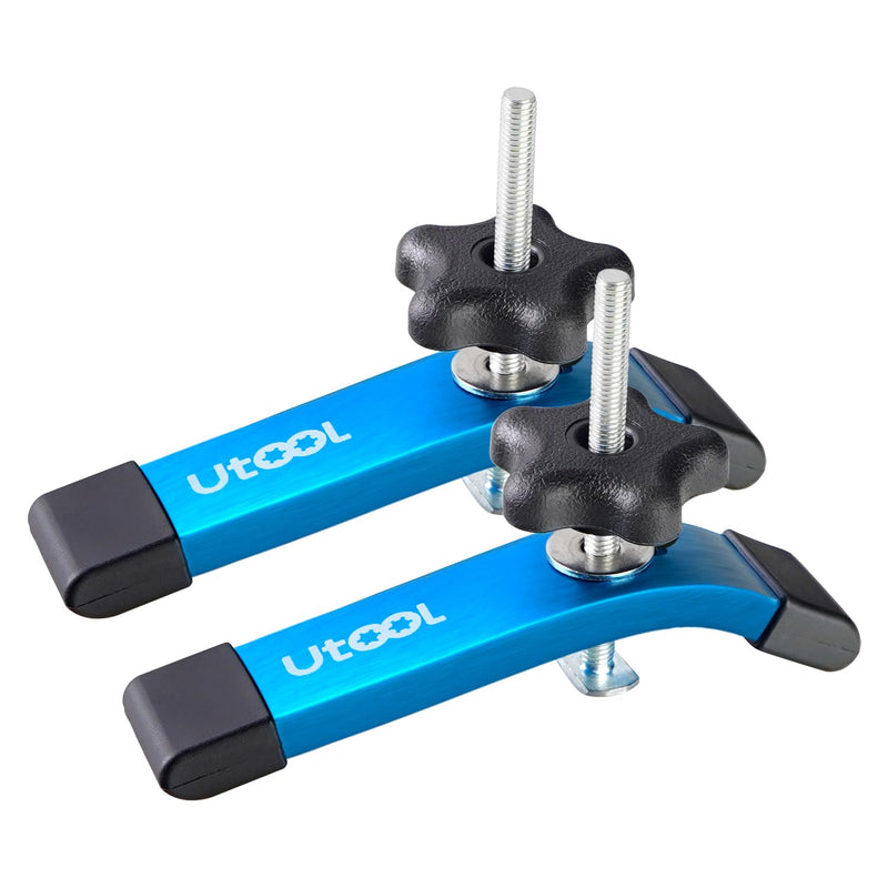 [Australia - AusPower] - UTOOL 2 Pack T-Track Hold Down Clamps Kit, 6-1/3" L x 1-1/5" Width, Heavy Duty Anodized Clamps for Woodworking, Starlight Blue ?2 PCS Clamps 
