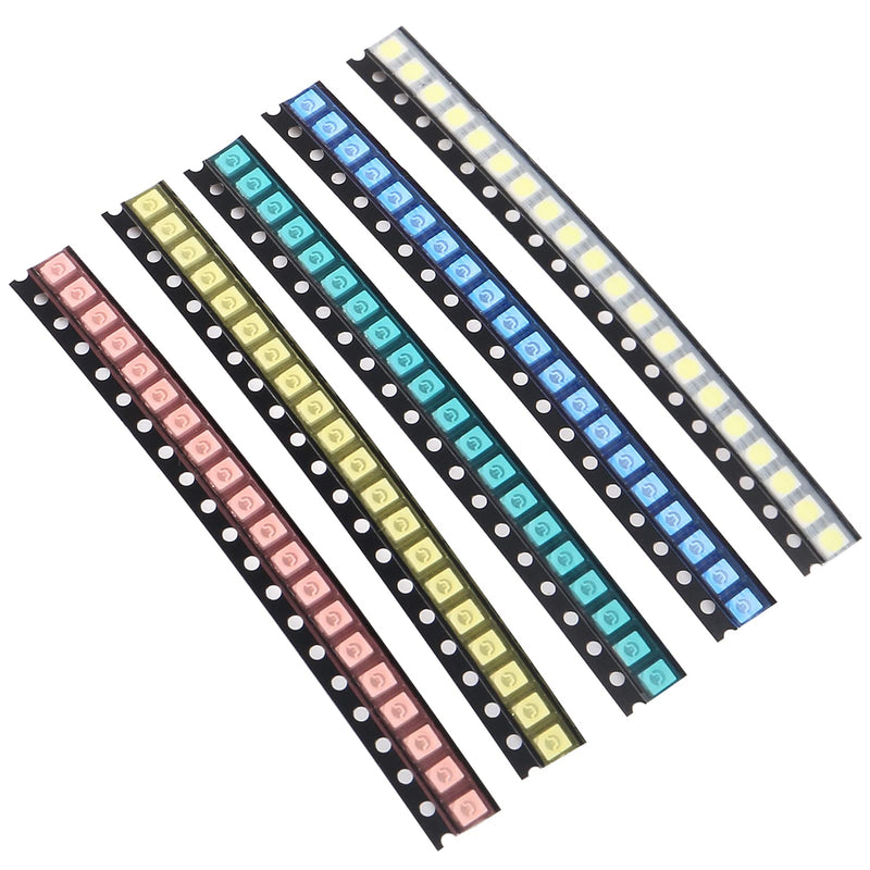 3528 1210 SMD LED Kit 100pcs 5 Colors SMD LED Diode Lights Kit Super Bright Lighting Bulb Lamps,Electronics Components Light,Emitting Diodes (Mini Chip 0.12 x 0.1 inch) 3528/1210