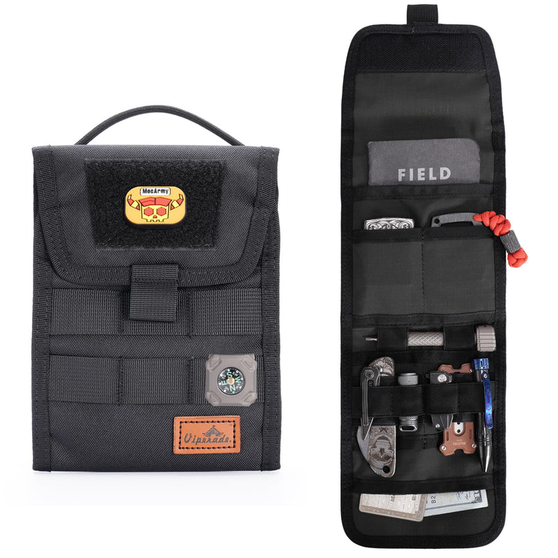 VIPERADE VE12 Folding EDC Organizer Pouch, Molle Tool Bag, Trifold Tool Pouch, Utility EDC Pocket Organizer for Outdoor and Daily Used Black