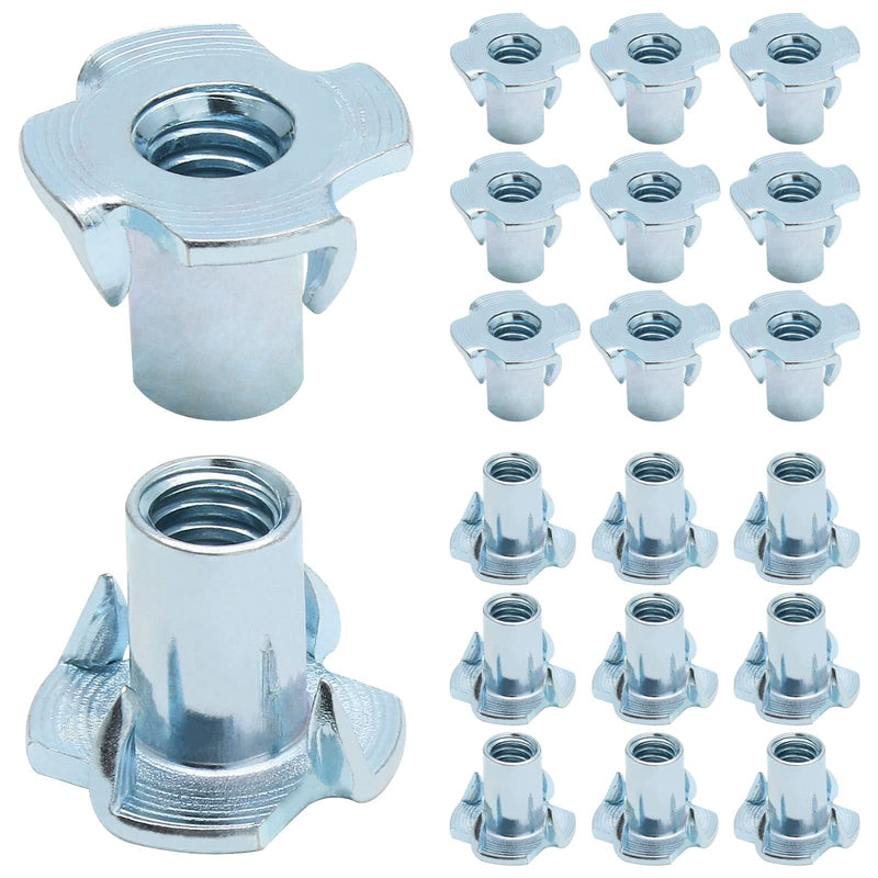 [Australia - AusPower] - 50 Pack 1/4"-20 T-Nuts, Four Pronged Tee Nut for Wood, Rock, Climbing Holds, Cabinetry (1/4"-20 x 9/16") 1/4"-20 x 9/16" 