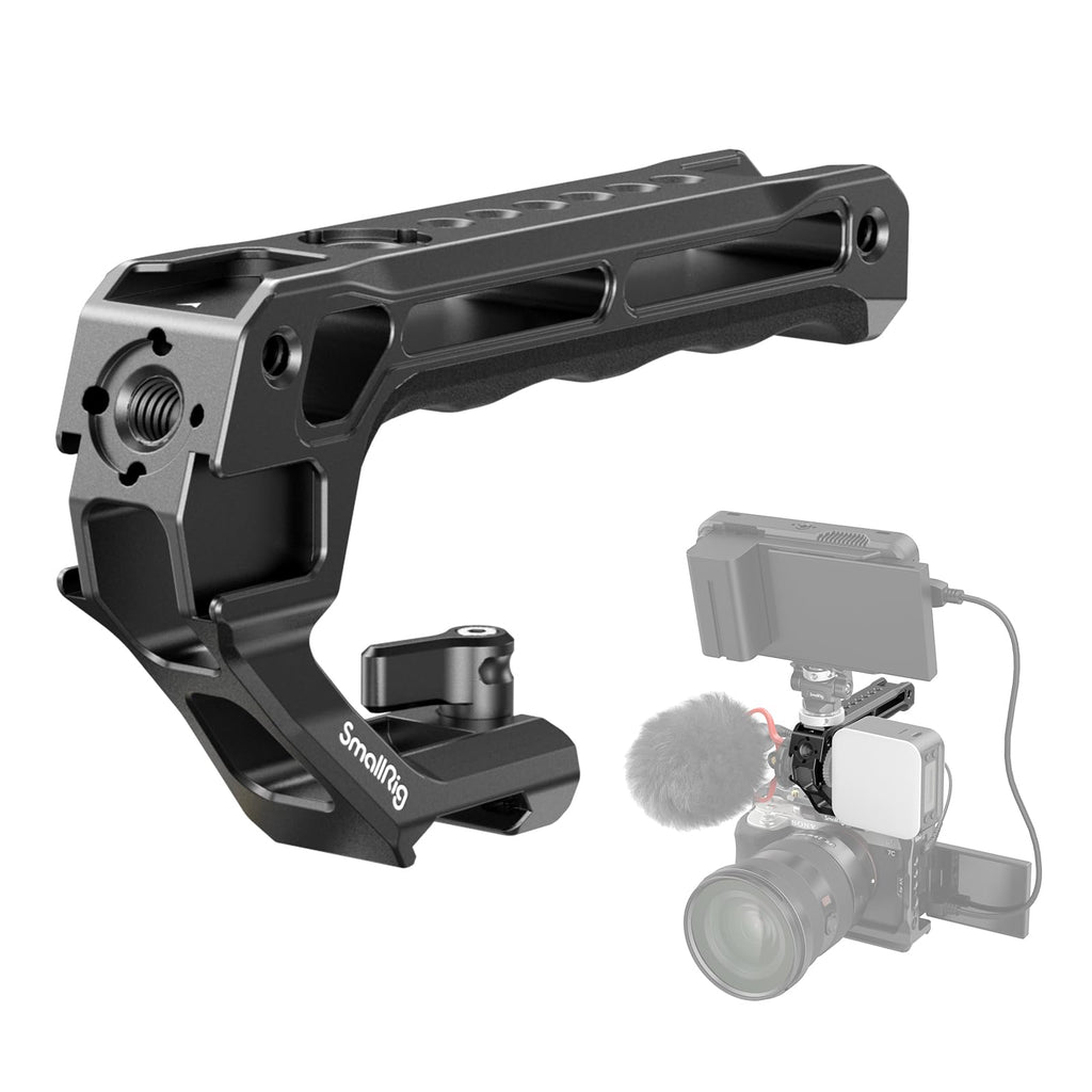 [Australia - AusPower] - SmallRig Lightweight NATO Top Handle - Quick Release NATO Grip for DSLR Camera Cage - Universal Top Handle with 5 Cold Shoe Adapters and NATO Clamp (Lite) - 3766 