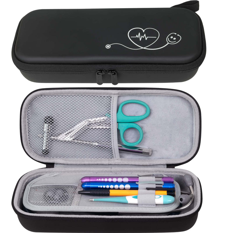 [Australia - AusPower] - ButterFox Premium Stethoscope Case with Divider and ID Slot for 3M Littmann Classic III, Cardiology IV Diagnostic and More Stethoscopes with Pocket for Nurse Accessories (Black) Black 