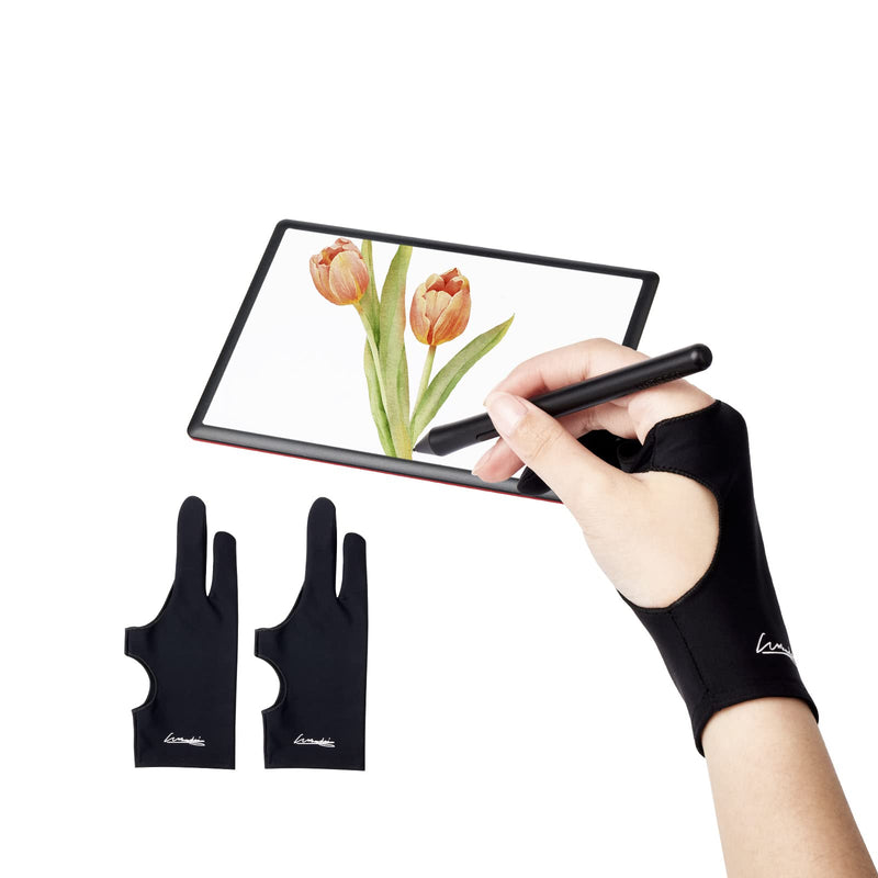 [Australia - AusPower] - Digital Drawing Glove 2 Pack,Artist Glove for Drawing Tablet,ipad,Sketching,Art Glove with Two Finger for Right Hand and Left Hand （Smudge Guard,Small,2.95 x8.18inch S 