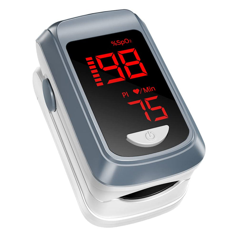 [Australia - AusPower] - Fingertip Pulse Oximeter- HOLFENRY Mini Oximeter Oxygen Saturation Monitor for SpO2/Heart Rate/PI, Oxygen Monitor Fingertip 02 Pulse Oximeter Finger, Gray 