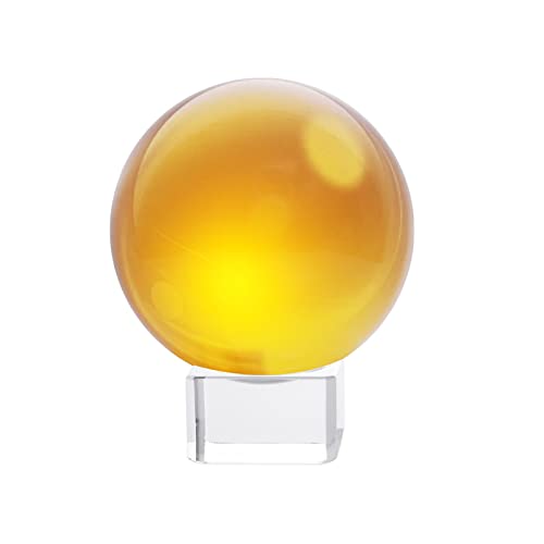 LONGWIN 60mm(2.4 inch) K9 Solid Crystal Ball with Free Stand Home Decor Ornaments Suncatcher (Amber) Amber