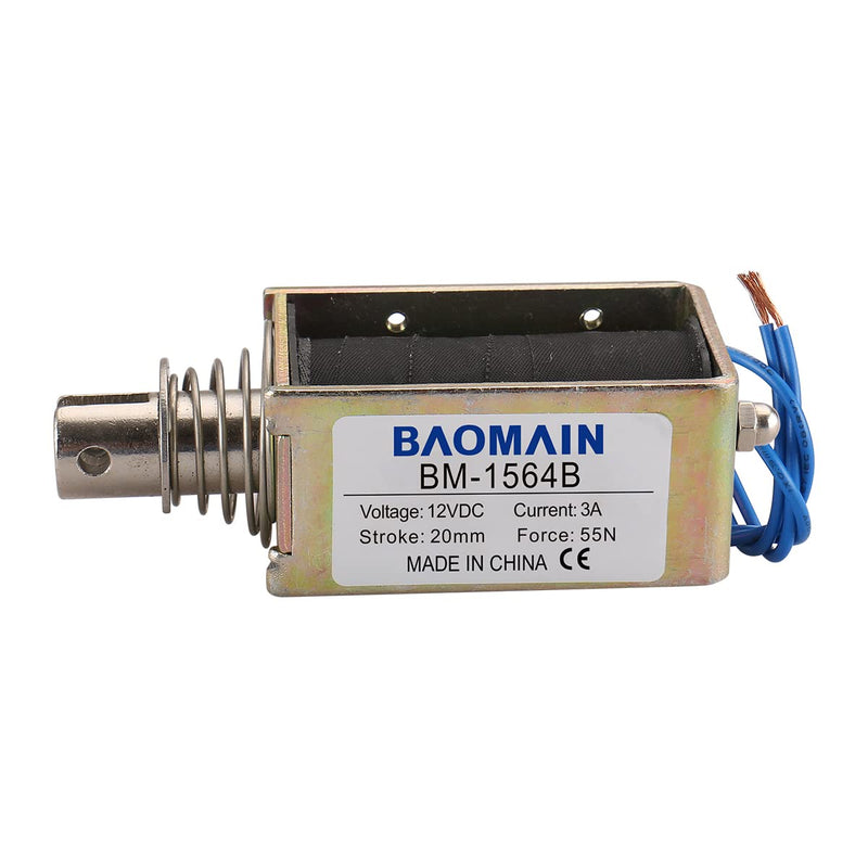 [Australia - AusPower] - Baomain Push Pull Electromagnet Solenoid JF-1564B DC12V 3.0A Stroke 20mm 55N Open Frame Linear Actuator 