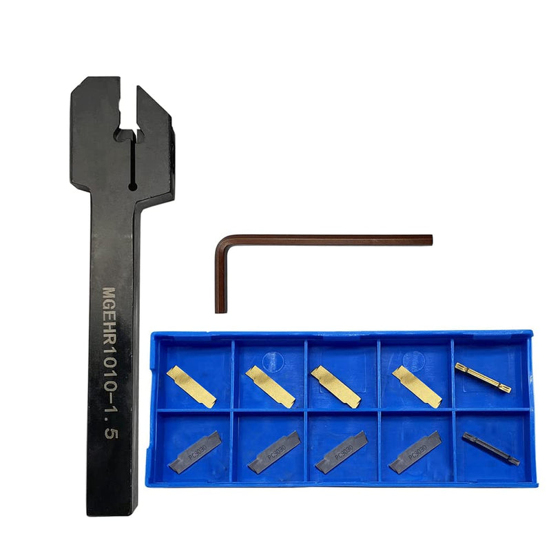 [Australia - AusPower] - 3/8" MGEHR1010-1.5 Lathe Grooving Cut-Off Tool Holder with MGMN150 Grooving Inserts for Stainless Steel and Steel 3/8" MGEHR1010-1.5 + MGMN150 