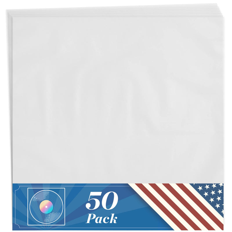 [Australia - AusPower] - 50 Anti Static Inner Record Sleeves for Vinyl LP Records (12 inch, Square, Translucent), Album Record Protective Plastic Covers for Storage 50 Pack 