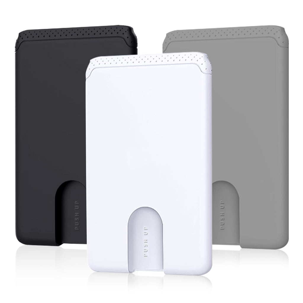 [Australia - AusPower] - SHANSHUI 3 Pack Phone Card Holder Ultra Slim Phone Credit Card Holder Stick on Wallet Anti-Lost Design Phone Wallet Pocket Compatible for iPhone and Most Smartphones - Black White Grey 3 PCS x Black, Grey, White Adhesive 
