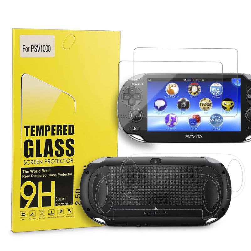[Australia - AusPower] - Xahpower PS Vita 1000 Screen Protector, 9H Tempered Glass Front Screen Protector and HD Clear PET Back Screen Protective Film for Sony PlayStation Vita 1000 