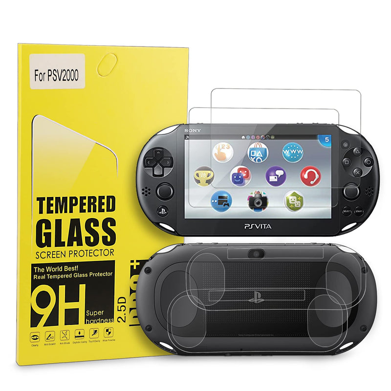 [Australia - AusPower] - Xahpower PS Vita 2000 Screen Protector, 9H Tempered Glass Front Screen Protector and HD Clear PET Back Screen Protective Film for Sony PlayStation Vita 2000 