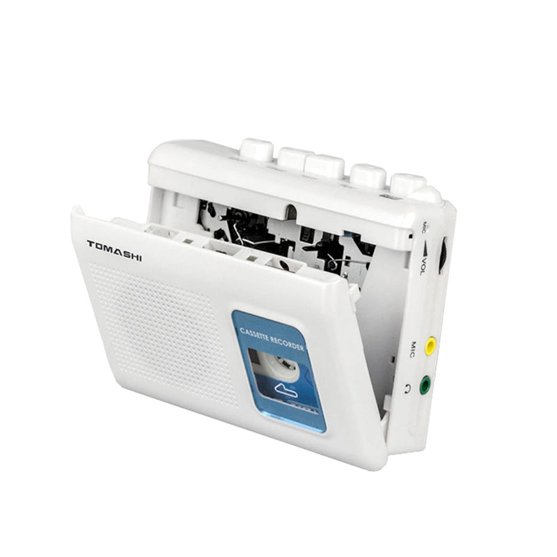 [Australia - AusPower] - Portable Cassette Player Tape Recorder Walkman with Built-in Speaker,Microphone,Headphone Jack-, 4.57 x 3.54 x 1.38inch white 