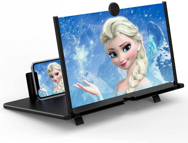 [Australia - AusPower] - 18" Screen Magnifier for Cell Phone – 3D HD Magnifing Screen Enlarger Projector for Movies Videos and Gaming – Foldable Phone Stand Holder with Screen Amplifier–Compatible with All Smartphones Black-18'' 